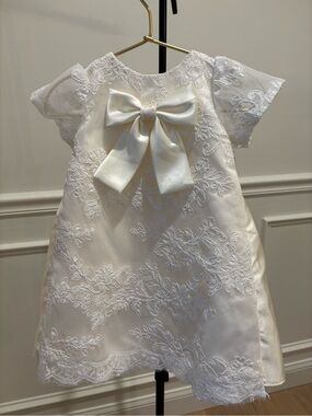 Ivory Lace Bow Baby Dress